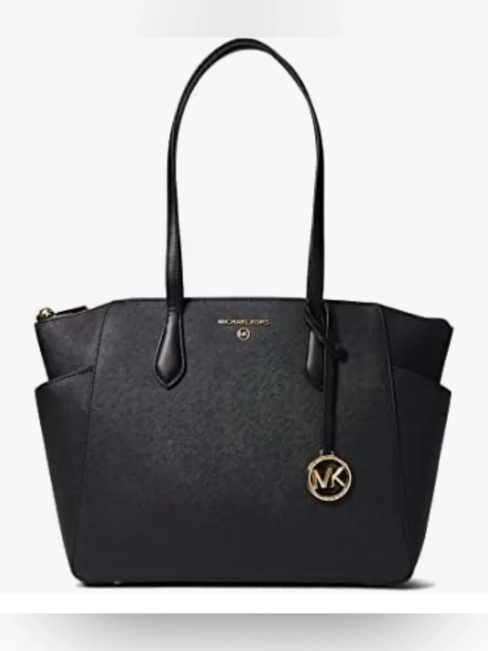 Michael Kors Black Saffiano Tote with Gold Logo Charm